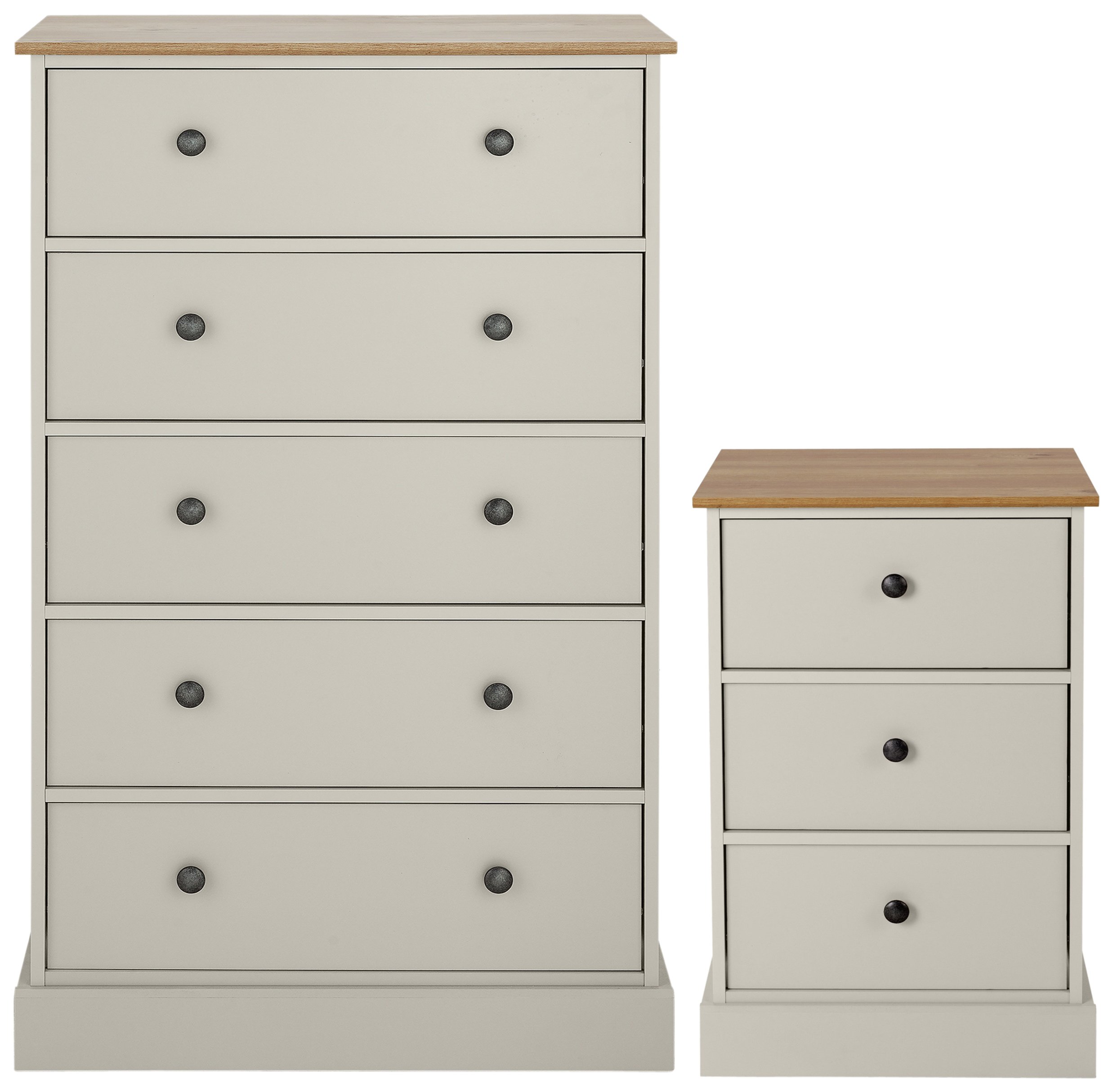 Argos Home Kensington Bedside & 5 Drawer Set-Grey/Oak Veneer Review