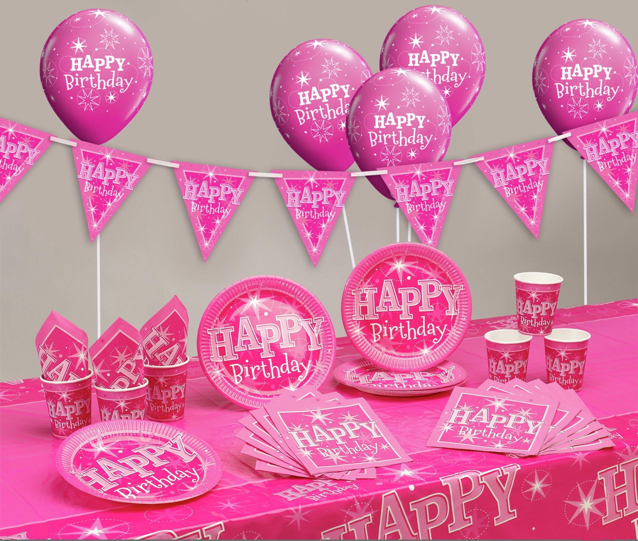 Pink Sparkle Happy Birthday Party Pack