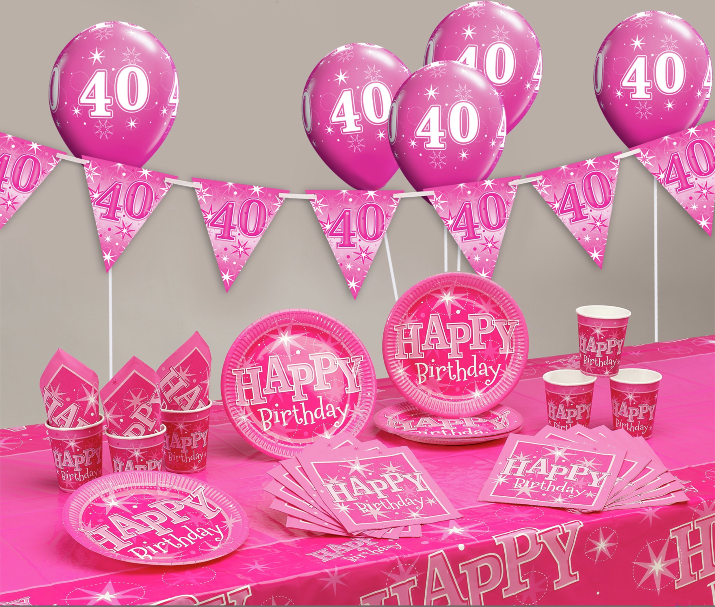 Pink Sparkle 40th Birthday Party Pack