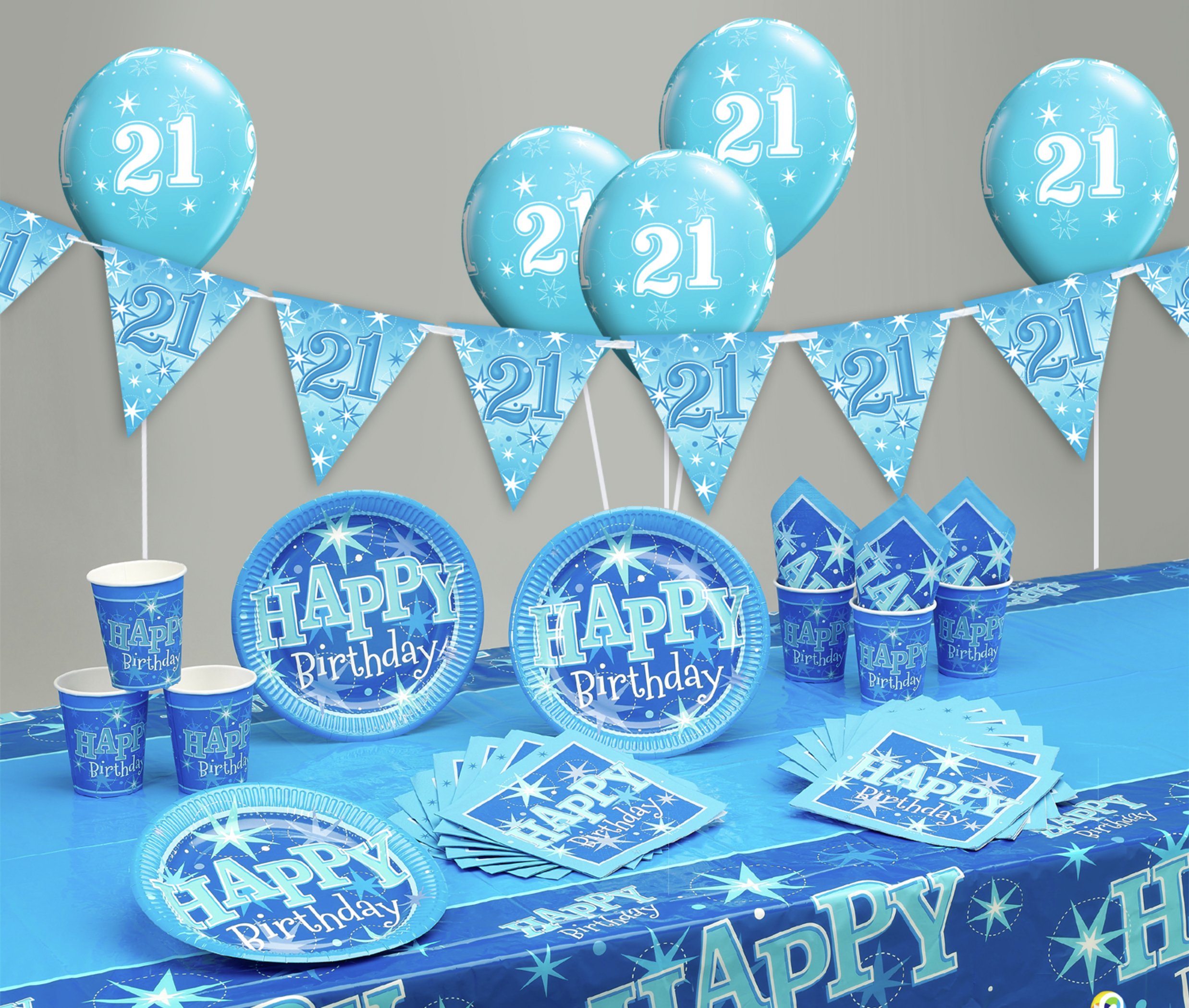 Blue Sparkle 21st Birthday Party Pack