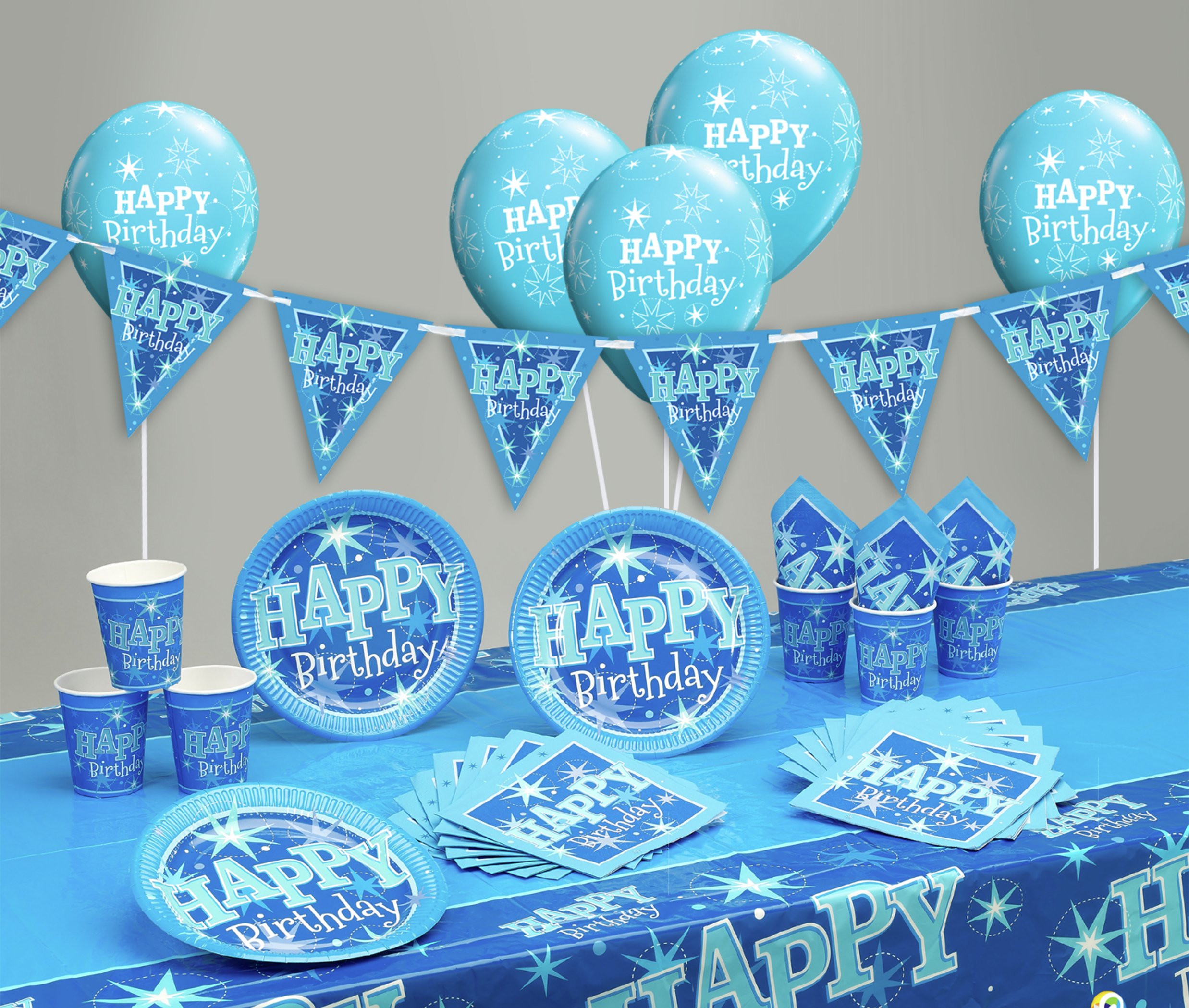 Blue Sparkle Happy Birthday Party Pack