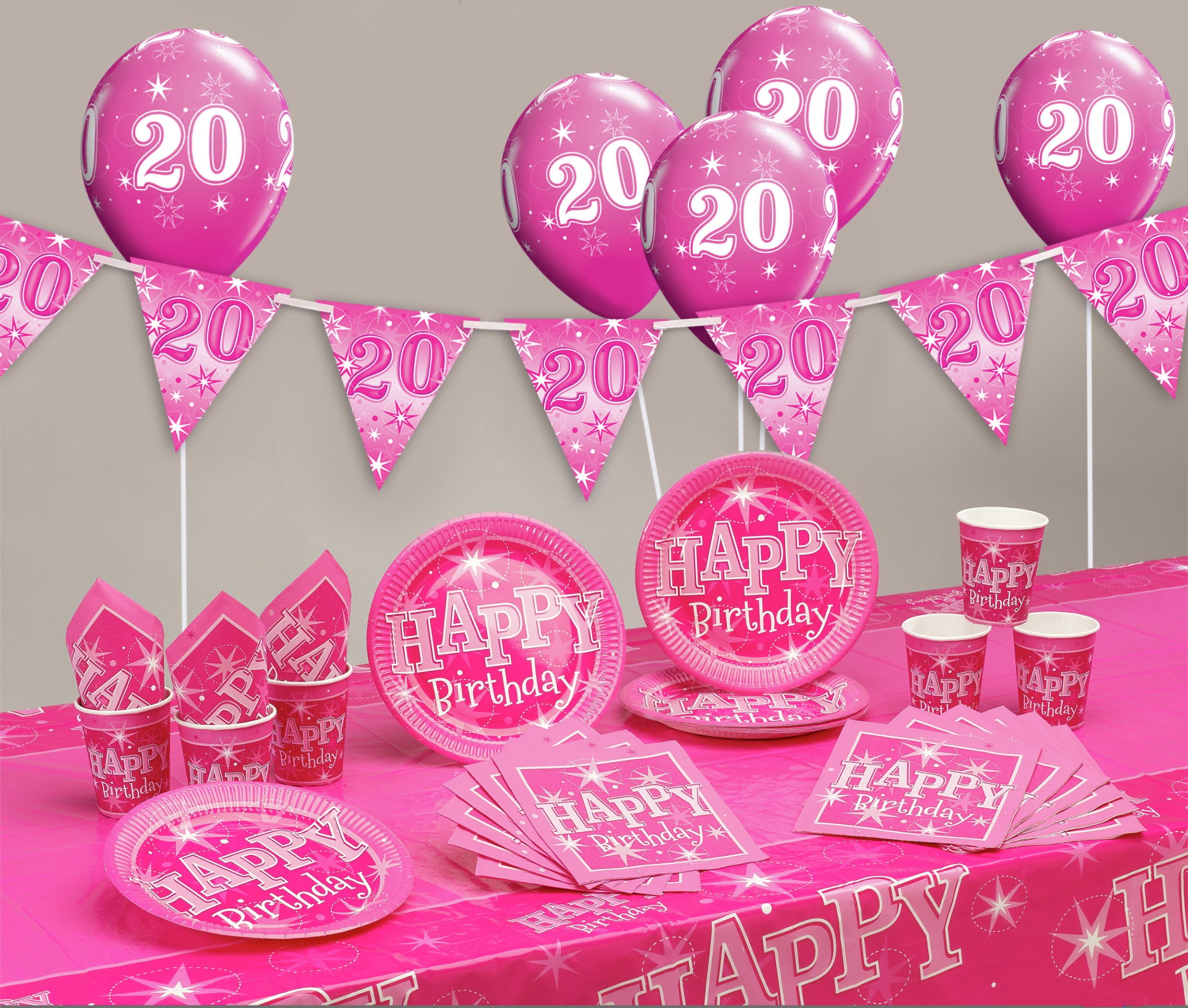 Pink Sparkle 20th Birthday Party Pack