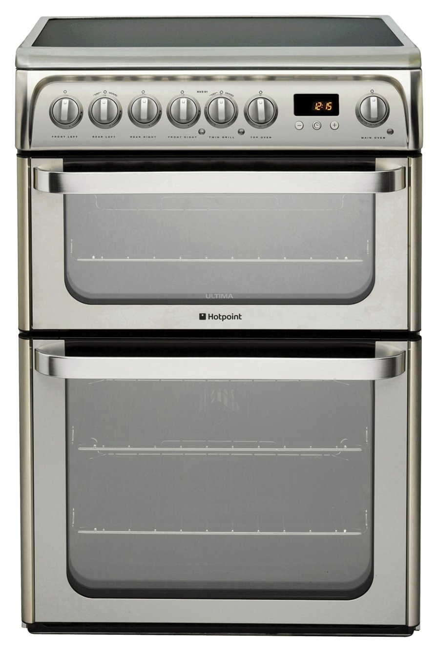 Hotpoint HUE61XS 60cm Double Oven Electric Cooker - S/Steel