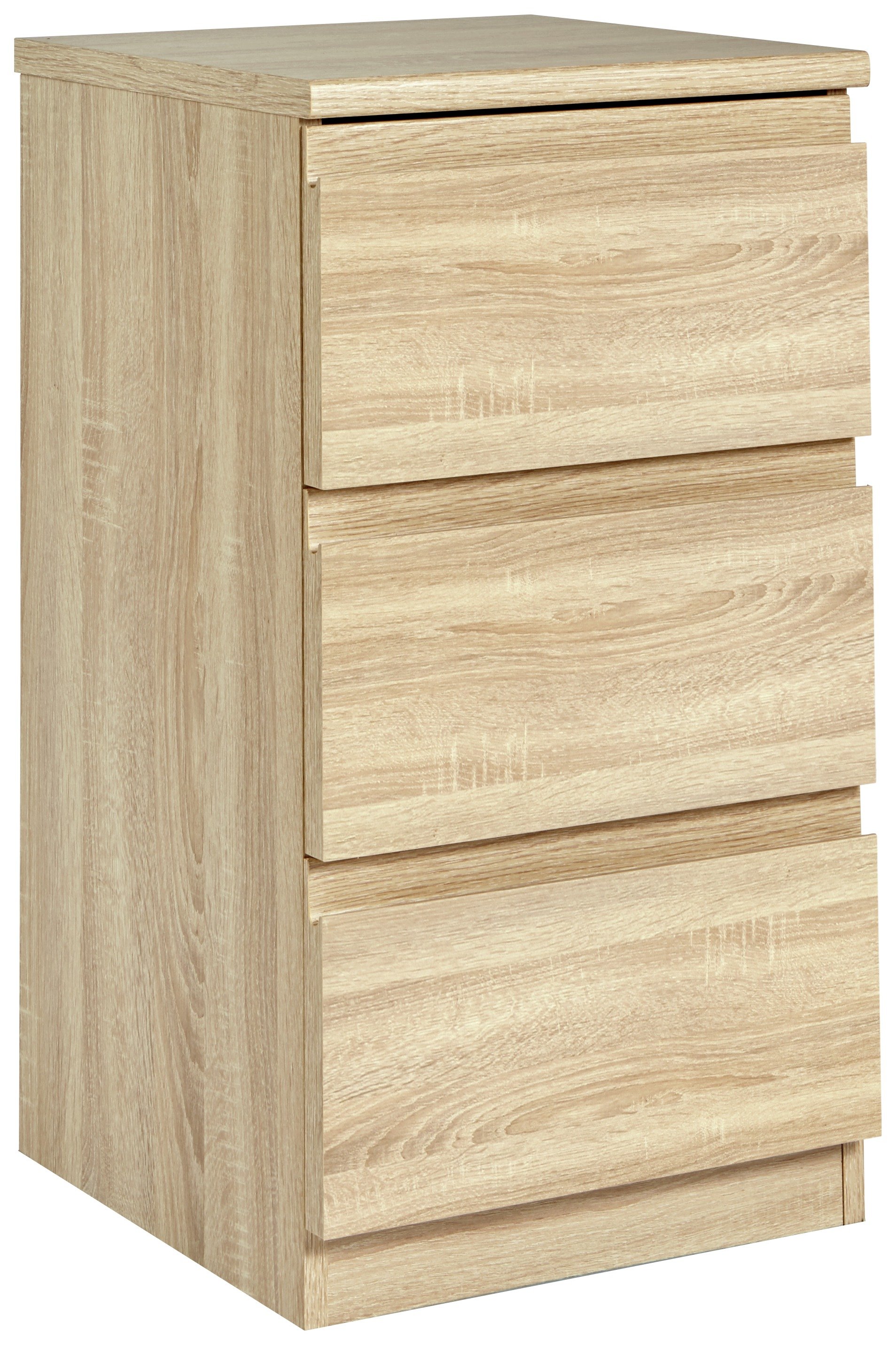 Avenue 3 Drawer Bedside Table - Natural Oak Effect