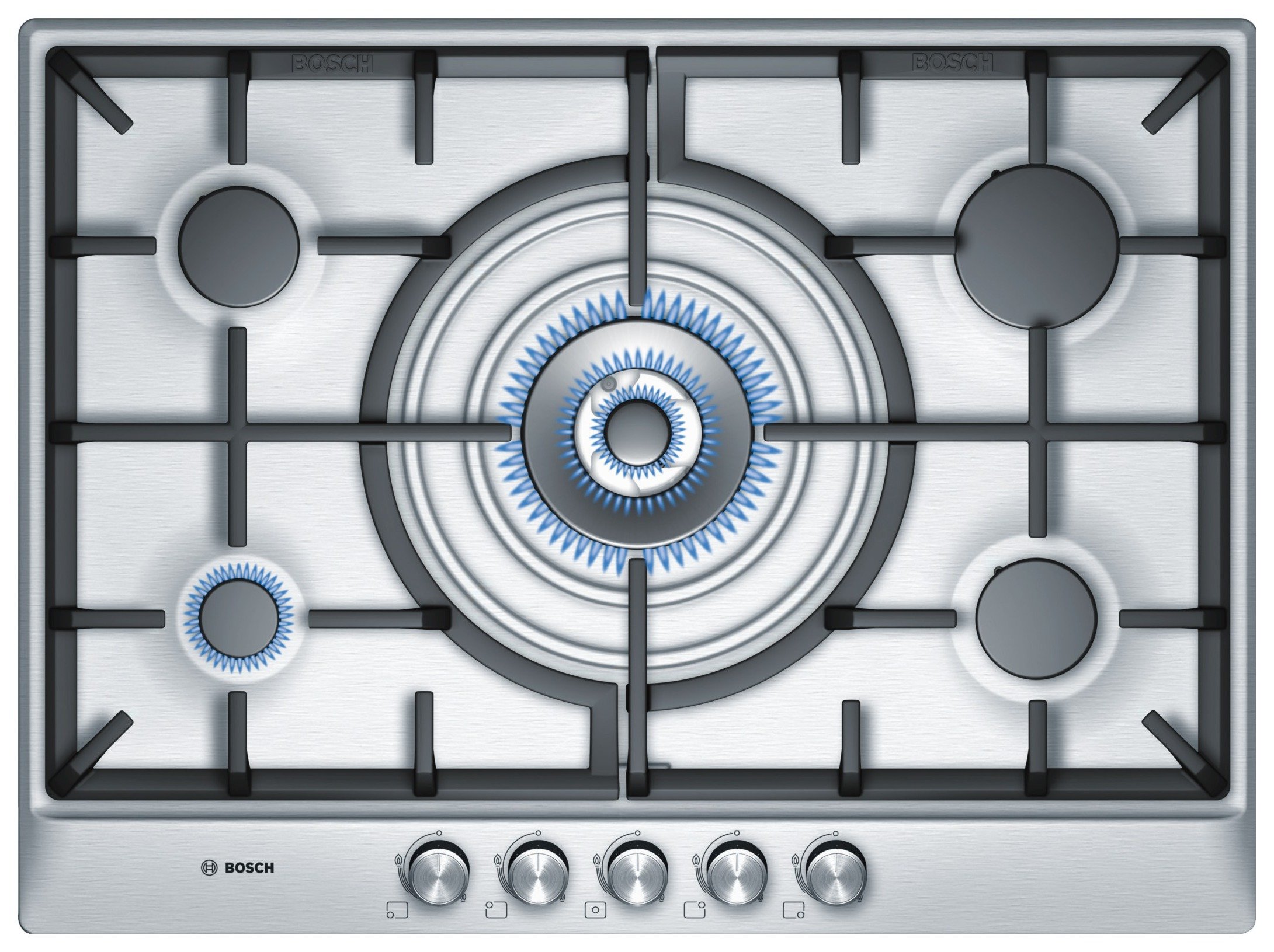 Bosch PCQ715B90E 70cm Gas Hob - Stainless Steel