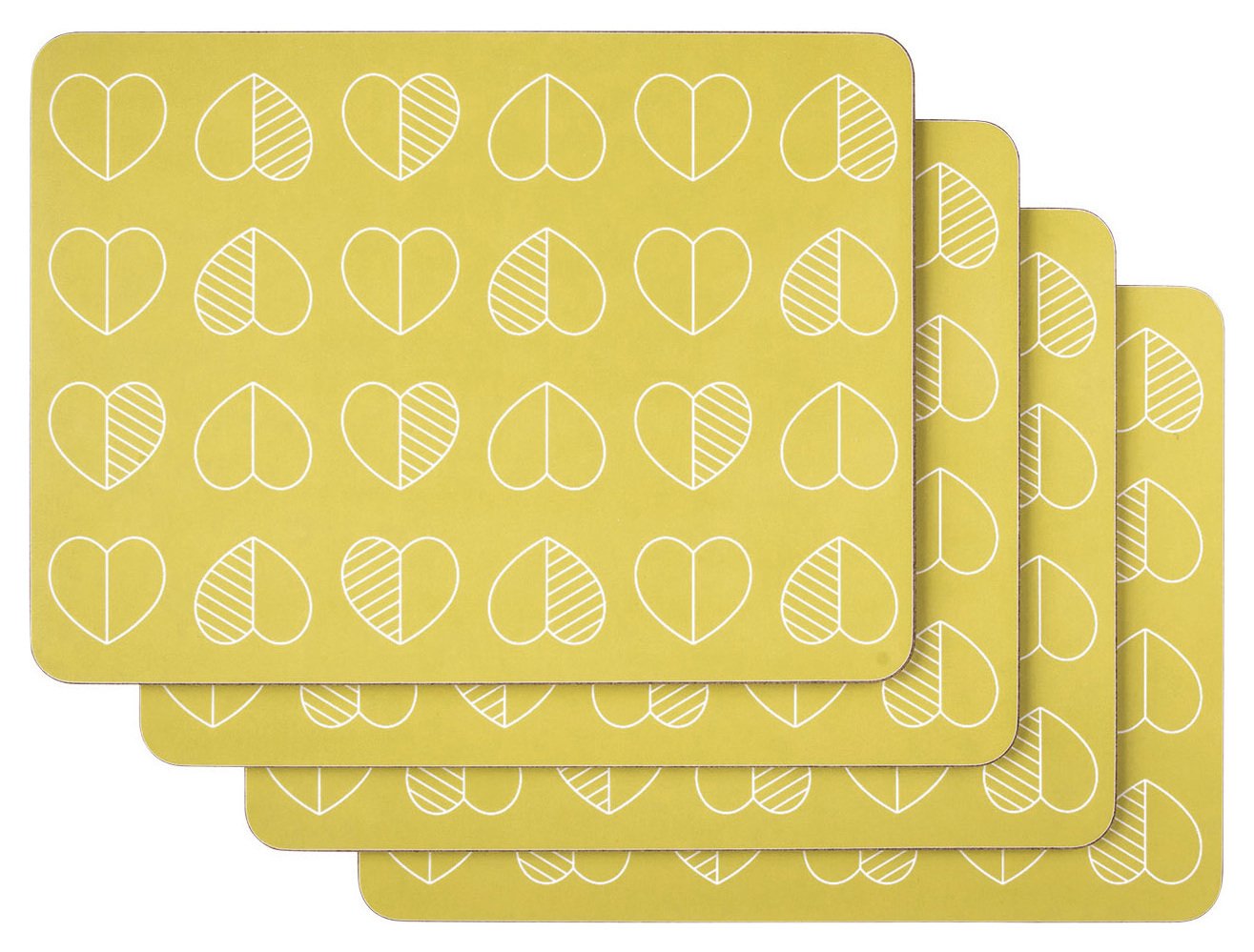 Beau and Elliot Outline Set of 4 Placemats - Mustard