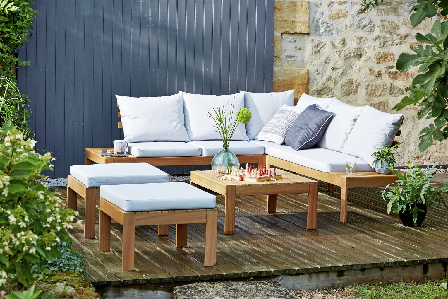 Argos Home 6 Seater Wooden Corner Sofa Set