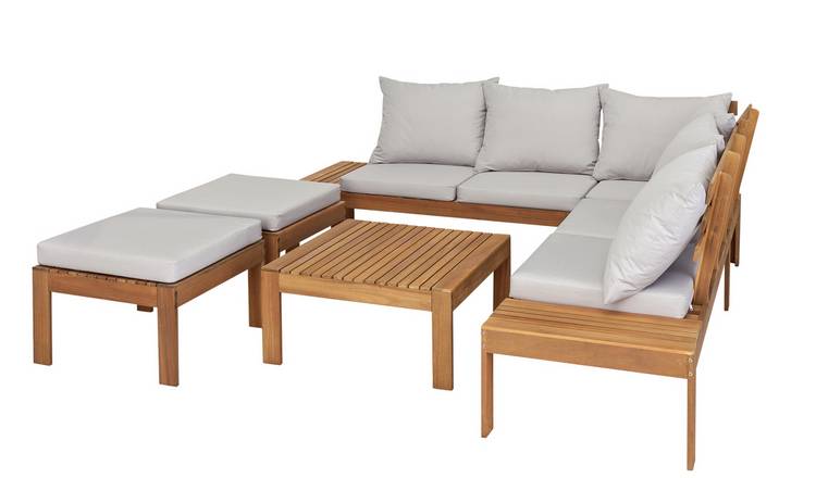 Buy Argos Home 6 Seater Wooden Corner Sofa Set Patio Sets Argos