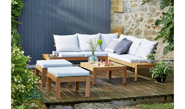 Buy Argos Home 6 Seater Wooden Corner Sofa Set Patio Sets Argos