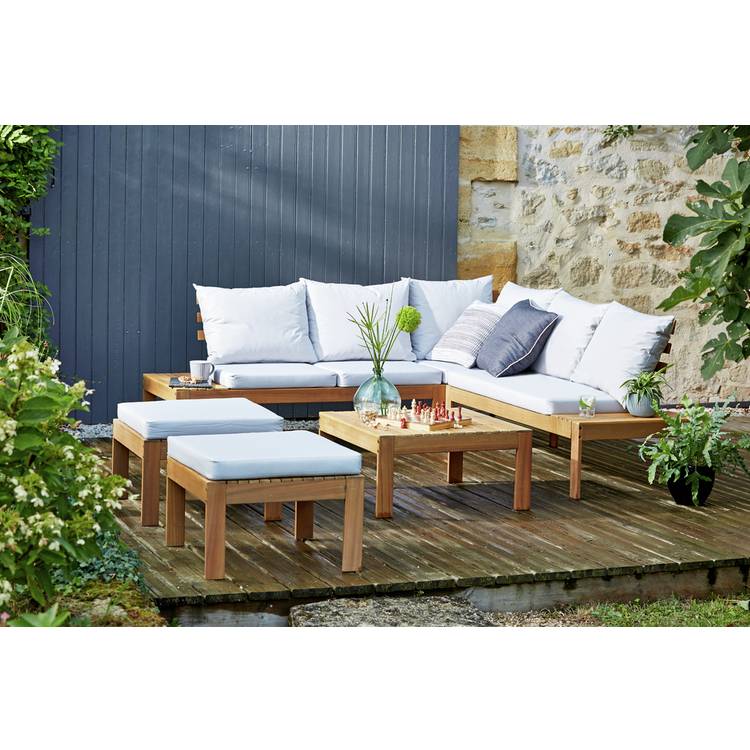 Habitat 6 Seater Wooden Corner Sofa Set - Oak 0