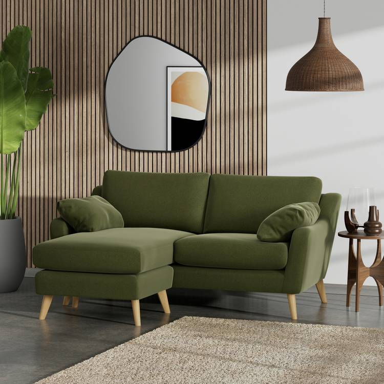 Habitat Ivor Left Hand Corner Sofa - Moss Green - Ash Leg 0