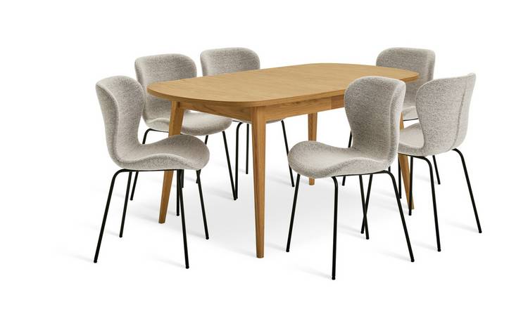 Habitat Etta Solid Wood Oak Dining Table & 6 Natural Chairs