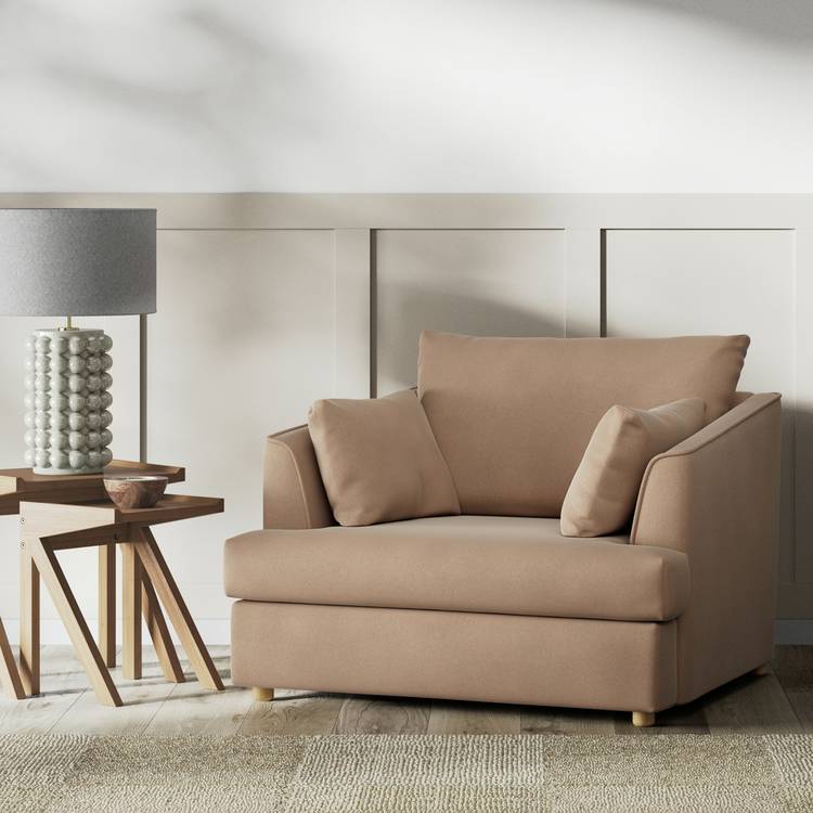 Habitat Holmfirth Velvet Cuddle Chair - Latte 0