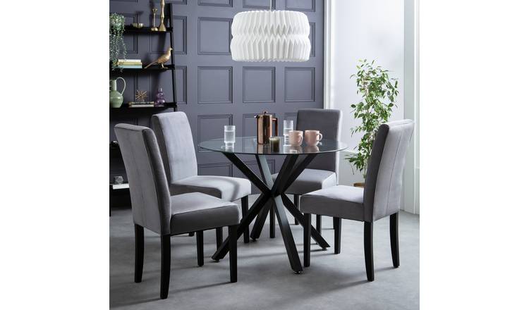 Argos Home Midback Pair of Velvet Dining Chair - Black