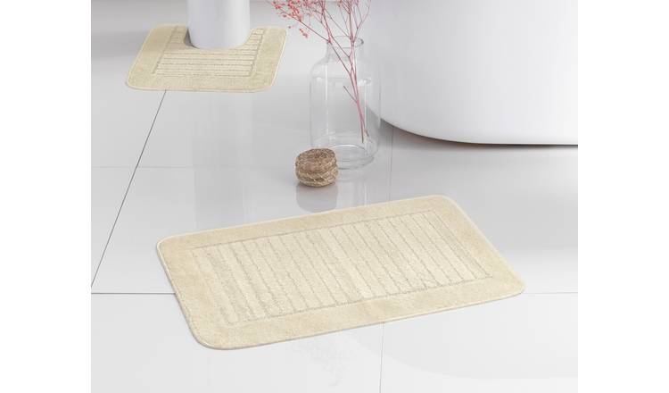 Buy Argos Home Tufted Bath & Pedestal Mat Set - Cream, Bath mats