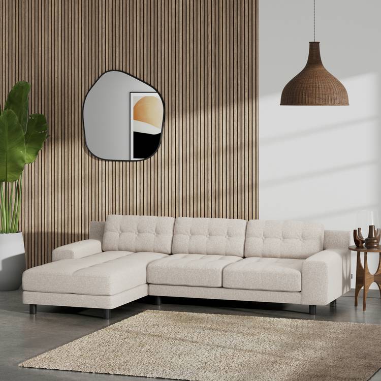 Habitat Hendricks Left Hand Corner Sofa - Natural -Black Leg 0