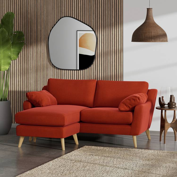 Habitat Ivor Left Hand Corner Sofa - Burnt Orange-Ash Leg 0