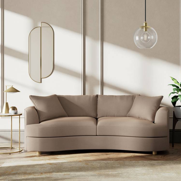 Habitat Sacha Fabric 3 Seater Sofa - Biscuit - Ash Leg 0