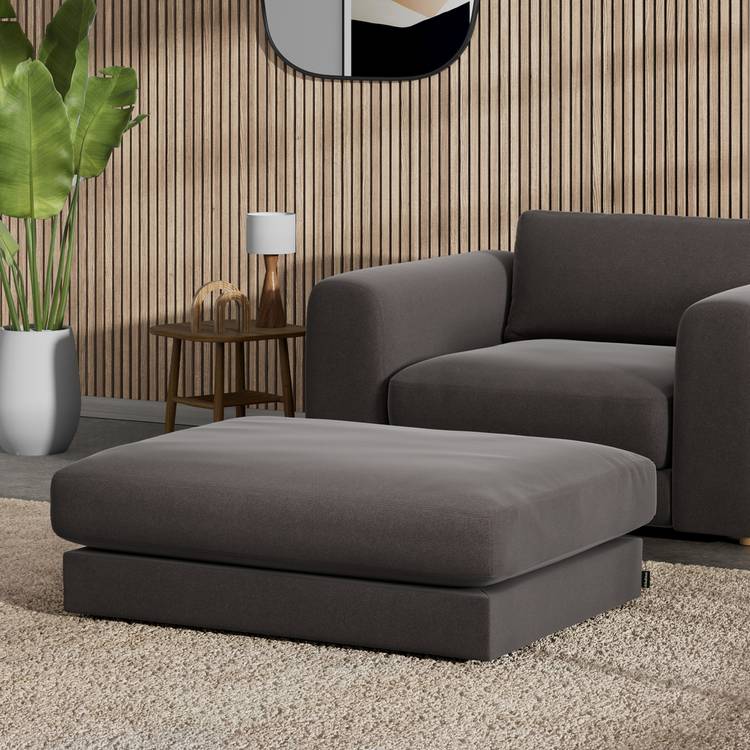 Habitat Ayr Velvet Footstool - Grey 0
