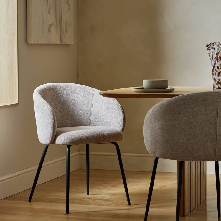 Habitat Quincy Pair of Fabric Dining Chairs - Natural 0