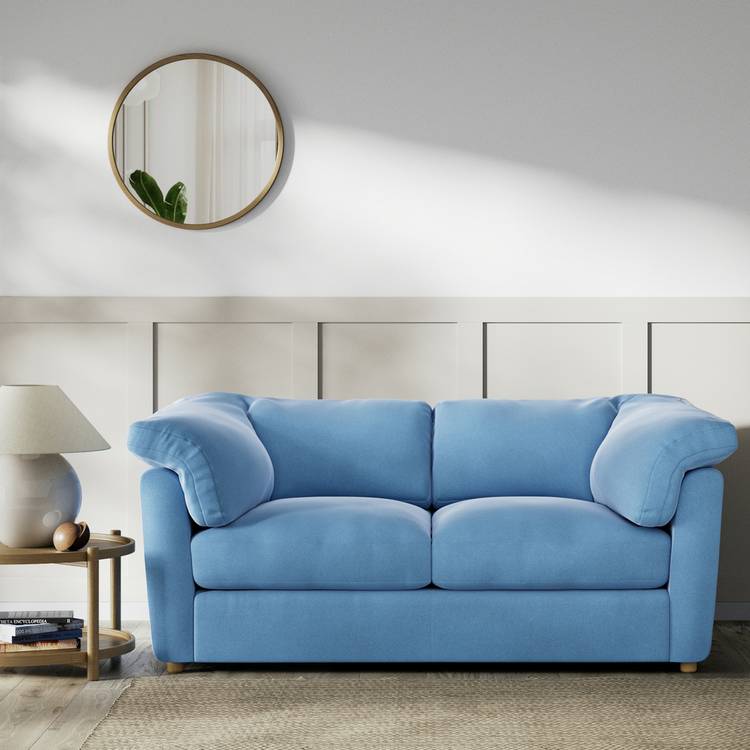 Habitat Wynn Velvet 2 Seater Sofa - Sky Blue - Ash Leg 0