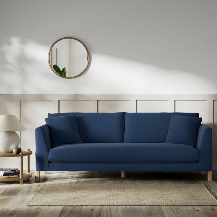 Habitat Aston Fabric 4 Seater Sofa - Navy Blue - Ash Leg 0