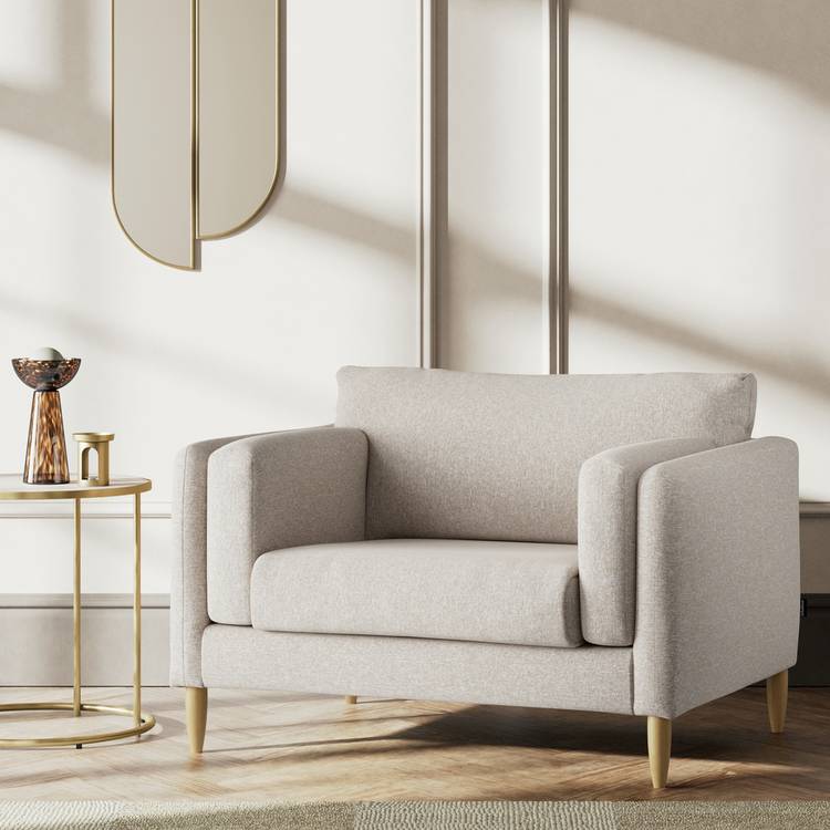Habitat Newington Fabric Cuddle Chair - Natural - Ash Leg 0