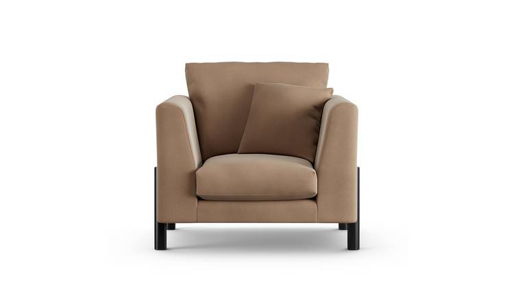 Habitat Aston Velvet Armchair - Latte - Black Leg