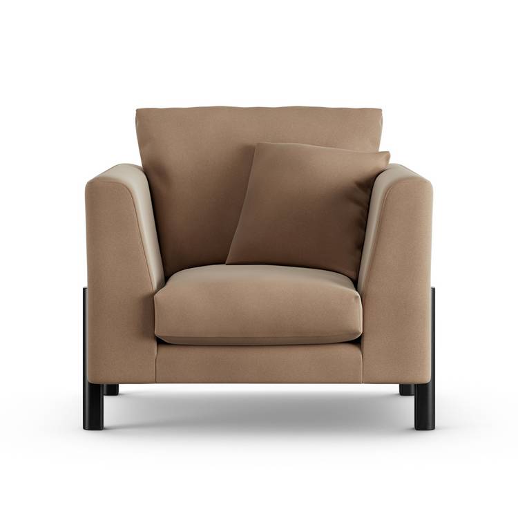 Habitat Aston Velvet Armchair - Latte - Black Leg 0
