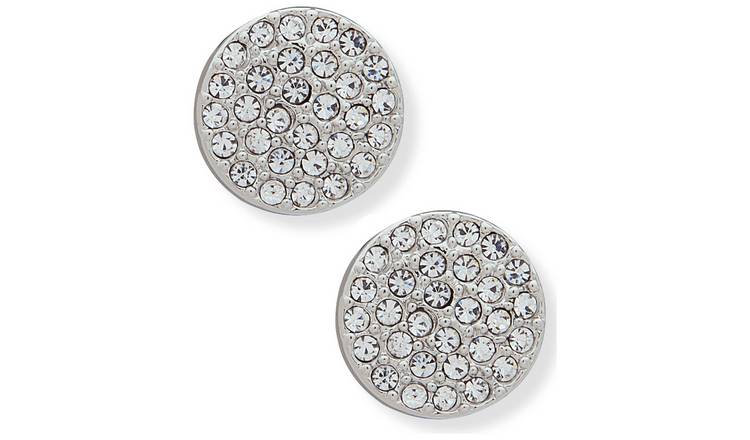 DKNY Pave Crystal Silver Colour Stud Earrings