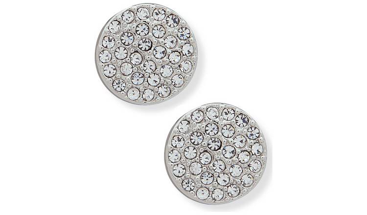 DKNY Pave Crystal Silver Colour Stud Earrings