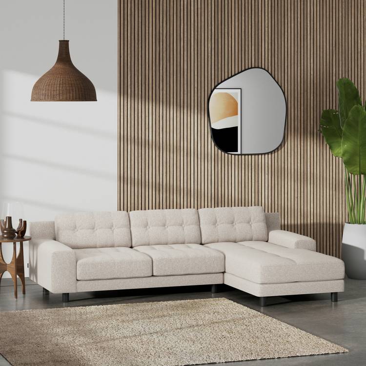 Habitat Hendricks Right Hand Corner Sofa - Natural-Black Leg 0