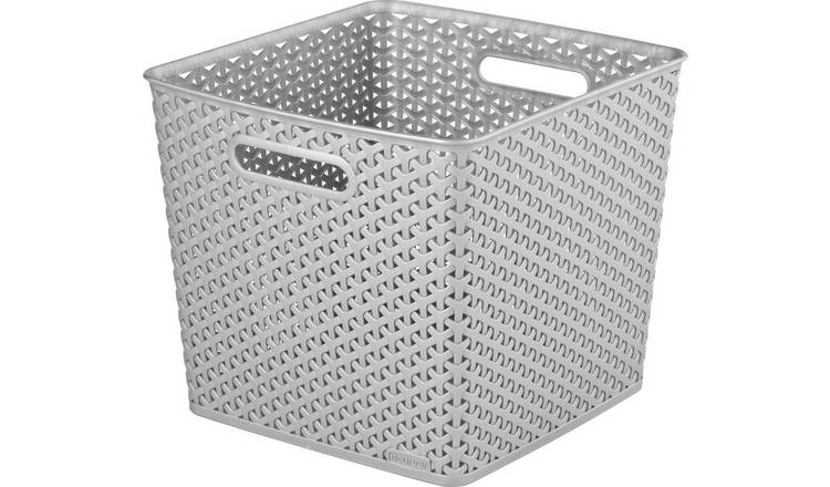 Curver Set of 3 Square Rattan My Style Storage Boxes - Grey