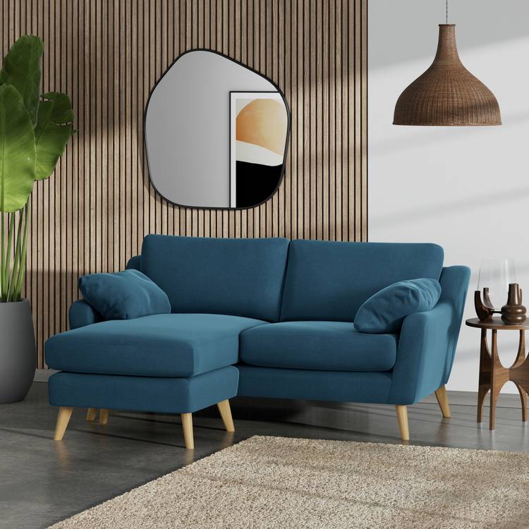 Habitat Ivor Left Hand Corner Sofa - Ink Blue - Ash Leg 0