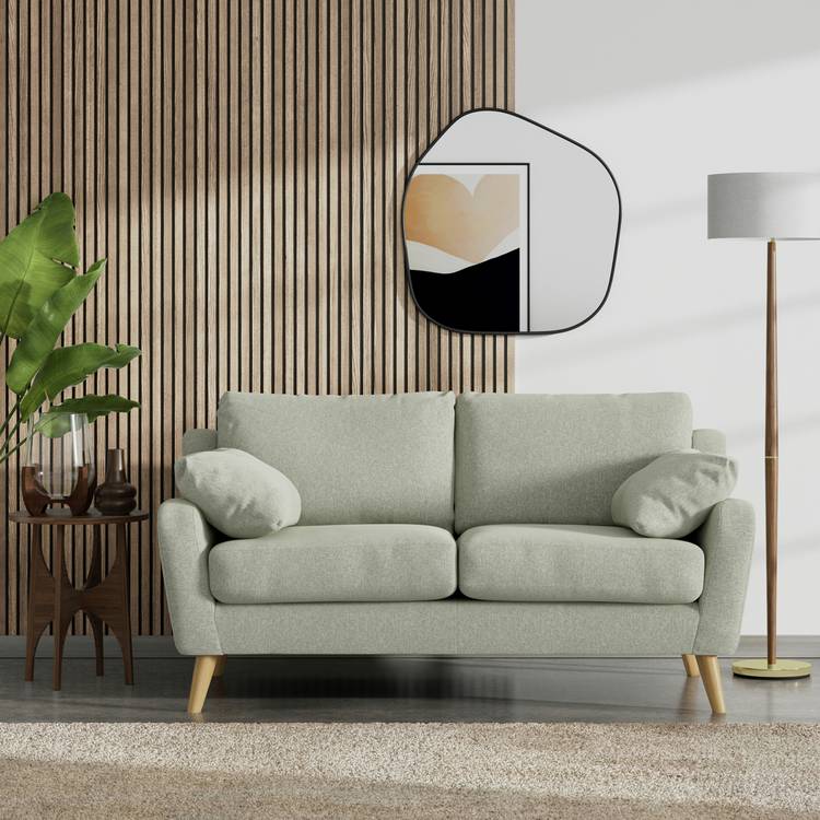 Habitat Ivor Fabric 2 Seater Sofa - Sage Green - Ash Leg 0