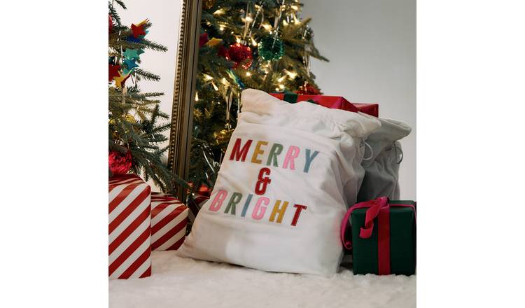 Habitat Merry & Bright Off White Christmas Sack