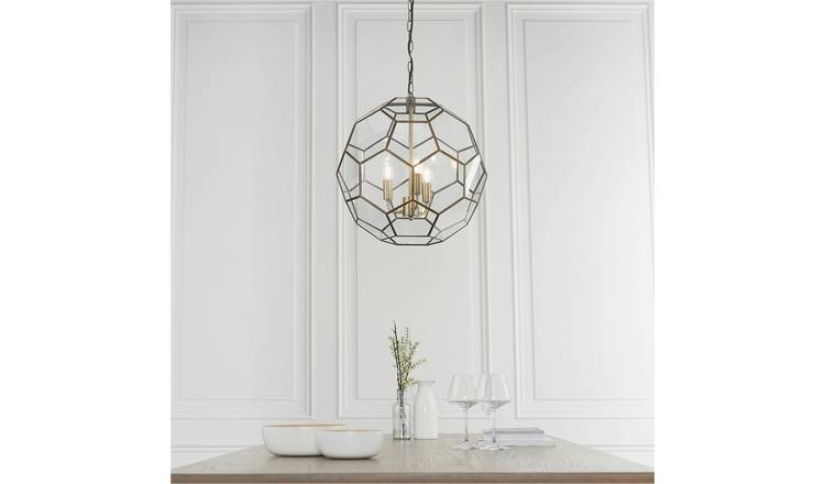 Shore Light Hexham Metal 3 Light Pendant Light - Clear