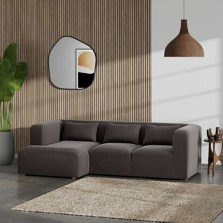 Habitat Lars Left Hand Corner Sofa - Slate Grey- Ash Leg 0
