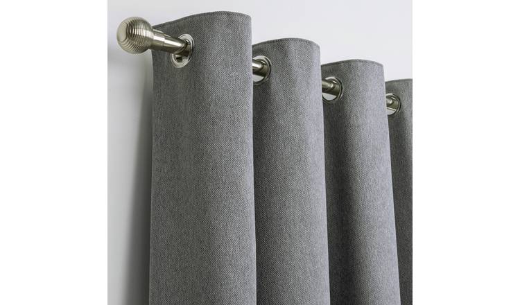 Habitat Textured Plain Blackout Lined Eyelet Curtains - Grey