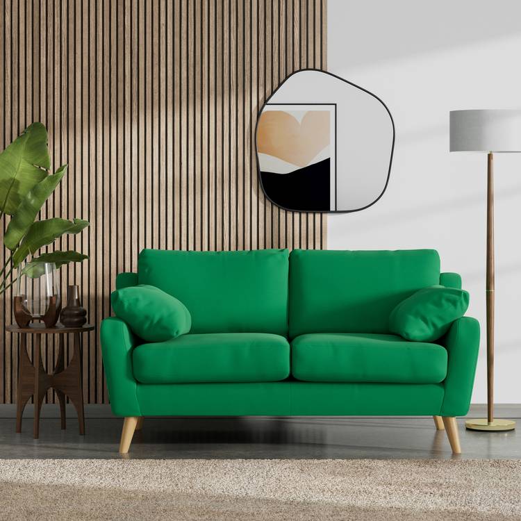 Habitat Ivor Fabric 2 Seater Sofa - Emerald Green - Ash Leg 0