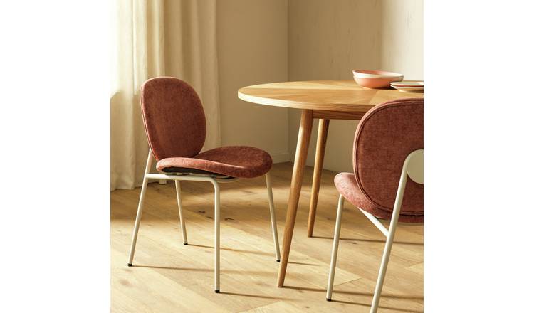 Habitat Oryn Pair of Fabric Dining Chair - Pink