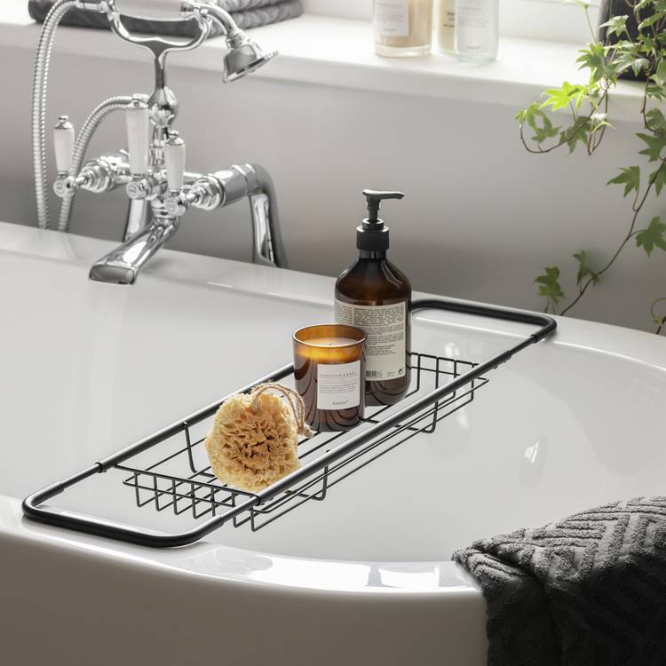 Habitat extendable metal bath bridge – matte black 0