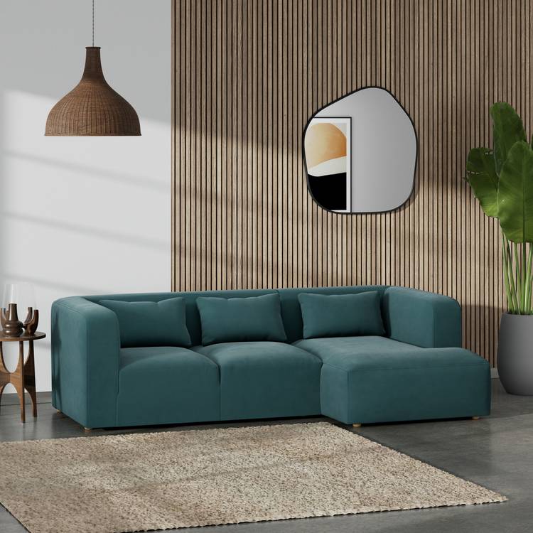 Habitat Lars Right Hand Corner Sofa - Teal - Ash Leg 0