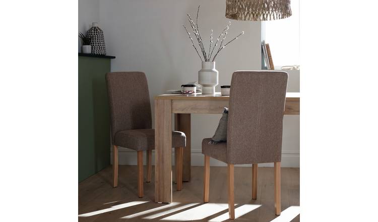 Argos Home Pair of Midback Fabric Dining Chair - Brown
