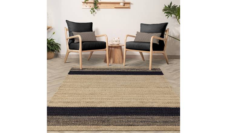 Asiatic Cedar Charcoal Jute Flatweave Rug - 230x160cm