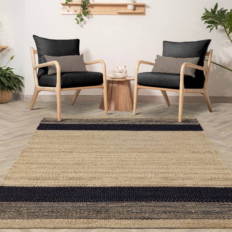 Asiatic Cedar Charcoal Jute Flatweave Rug - 230x160cm 0