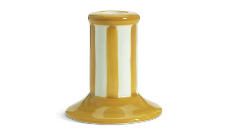 Habitat Stripe Taper Candle Holder - Mustard