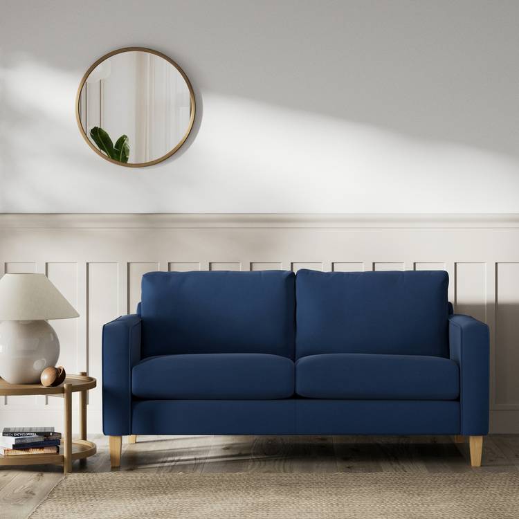 Habitat Flint Fabric 2 Seater Sofa - Navy - Ash Leg 0