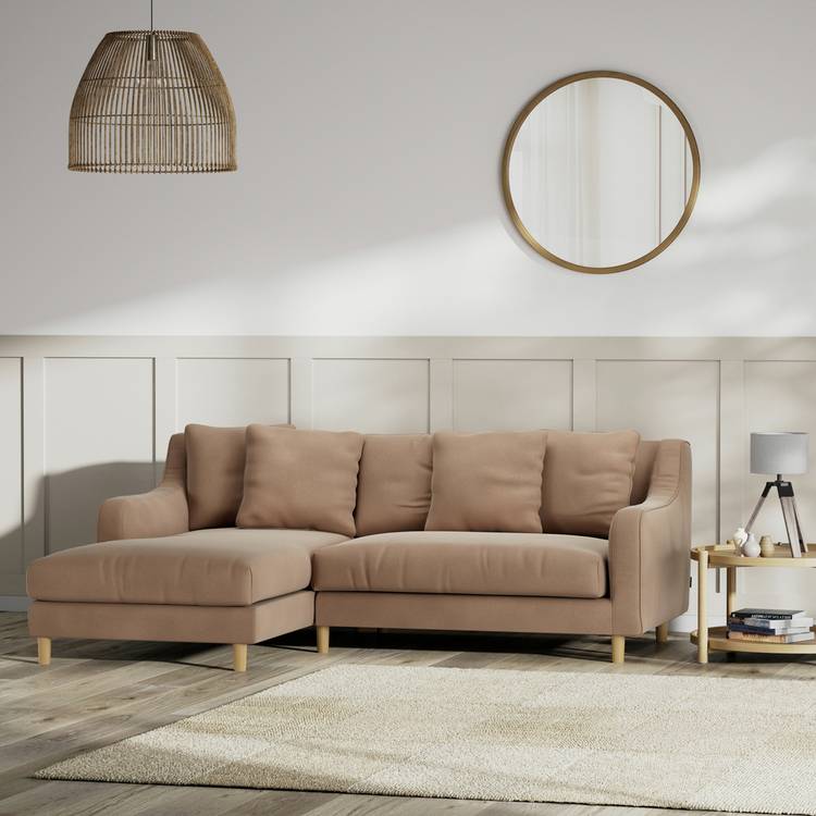 Habitat Swift Left Hand Corner Sofa - Latte - Ash Leg 0