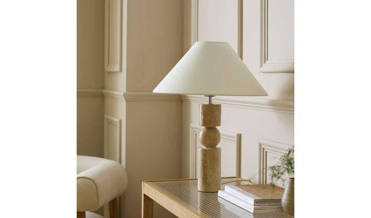 Habitat Faux Travertine Table Lamp - Natural